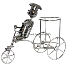 Держатель для винной бутылки из металла немецкий дизайн Повар на велосипеде, JX8294