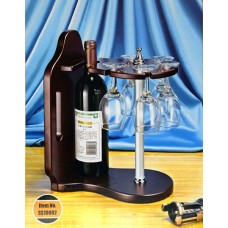 Набор винный настольный держатель для винной бутылки и пяти фужеров, SS10002